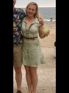 Yumi Mint Tropical Fish Novelty Print Shirt Dress UK 8 US 4
